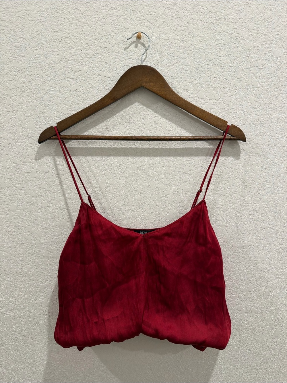 Reset women’s satin silk crop top tank Christmas red burgundy